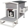 Petsfit Weatherproof Outdoor Cat House w/ Stairs, Gray