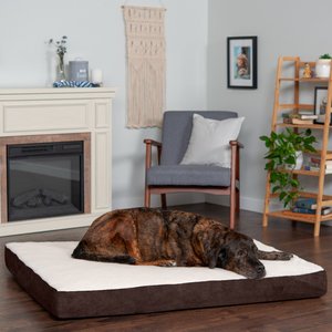 FurHaven Faux Sheepskin & Suede Deluxe Orthopedic Cat & Dog Bed w/Removable Cover, Espresso, Jumbo Plus