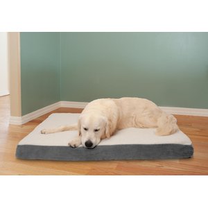 FurHaven Faux Sheepskin & Suede Deluxe Orthopedic Cat & Dog Bed w/Removable Cover, Gray, Jumbo
