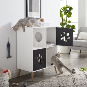 Sam's Pets Convertible 37-in End-Table Shelf Cat Tree, Black & White