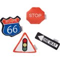 Frisco Road Trip Traffic Signs Plush Squeaky Dog Toy, 4-count