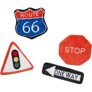 Frisco Road Trip Traffic Signs Plush Cat Toy with Catnip, 4 count