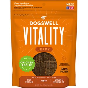 Dogswell Vitality Chicken & Mango Jerky Dog Treats, 12-oz bag