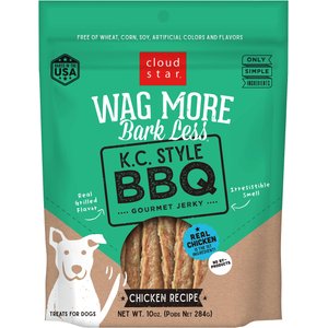 Cloud Star Wag More Bark Less K.C. Style BBQ Chicken Recipe Grain-Free Jerky Dog Treats, 10-oz bag