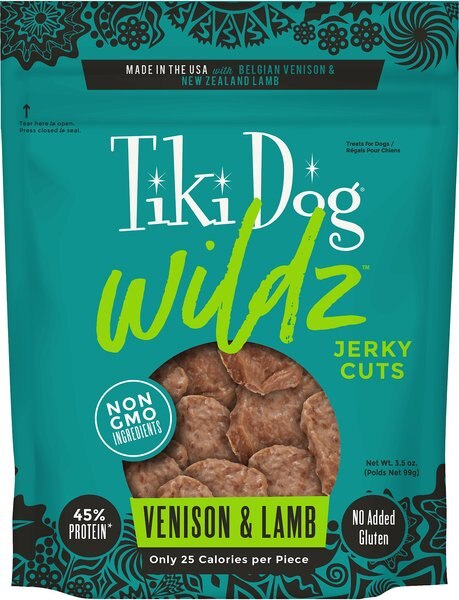 Tiki Dog Wildz Jerky Cuts Venison & Lamb Dog Treats, 3.5-oz bag slide 1 of 4