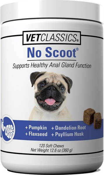 VetClassics No Scoot Anal Gland Function Support Soft Chews Dog Supplement, 120 count slide 1 of 8