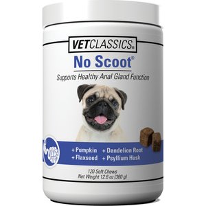VetClassics No Scoot Anal Gland Function Support Soft Chews Dog Supplement, 120 count