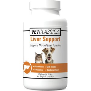 VetClassics Liver Support Chewable Tablets Dog & Cat Supplement, 60 count