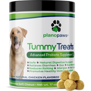 Plano Paws Tummy Treats Advanced Probiotic Natural Chicken Flavor Soft Chews Dog Supplement, 120 count