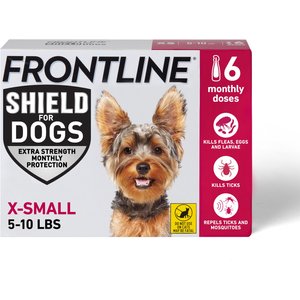 Frontline Shield Flea & Tick Treatment for Extra Small Dogs, 5 - 10 lbs, 6 doses (6-Month Protection)