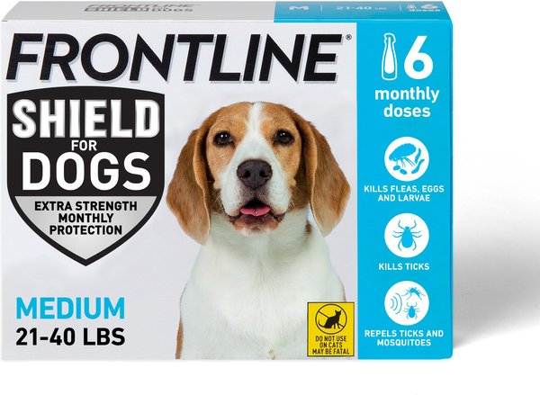 Frontline Shield Flea & Tick Treatment for Medium Dogs, 21 - 40 lbs, 6 doses (6-Month Protection) slide 1 of 12