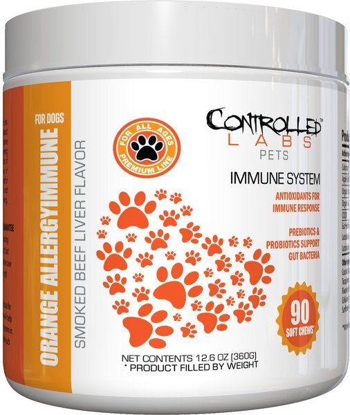Controlled Labs Pets Orange Allergy Immune System Smoked Beef Flavor Soft Chews Dog Supplement, 90 count slide 1 of 3