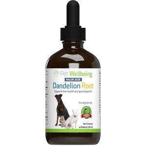 Pet Wellbeing Dandelion Root Bacon Flavored Liquid Digestive & Liver Supplement for Cats & Dogs, 4-oz bottle