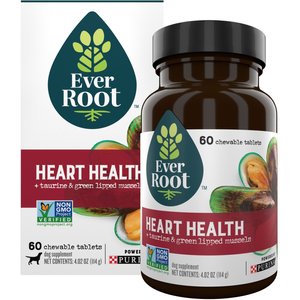 EverRoot Heart Health + Taurine & Green Lipped Mussels Chewable Tablets Dog Supplement, 60 count