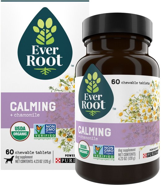 EverRoot Calming + Chamomile Chewable Tablets Dog Supplement, 60 count slide 1 of 10