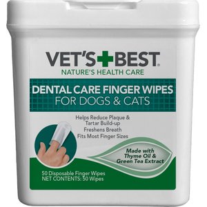 Vet's Best Dental Care Finger Wipes Dog & Cat Dental Wipes, 50 count