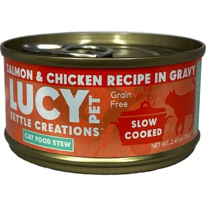 Lucy Pet Products Kettle Creations Salmon & Chicken Recipe in Gravy Wet Cat Food, 2.47-oz can, case of 12