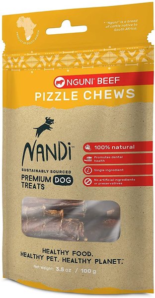 Nandi Nguni Beef Pizzle Chews Dog Treats, 3.5-oz bag slide 1 of 6