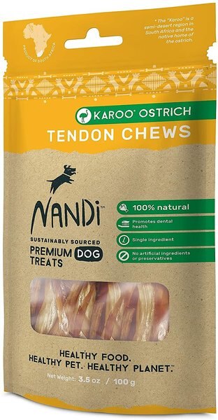 Nandi Karoo Ostrich Tendon Chews Dog Treats, 3.5-oz bag slide 1 of 6