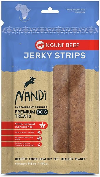 Nandi Nguni Beef Jerky Strips Dog Treats, 5.3-oz bag slide 1 of 7