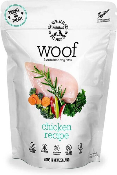 The New Zealand Natural Pet Food Co. Woof Chicken Recipe Grain-Free Freeze-Dried Dog Treats, 1.76-oz bag slide 1 of 4