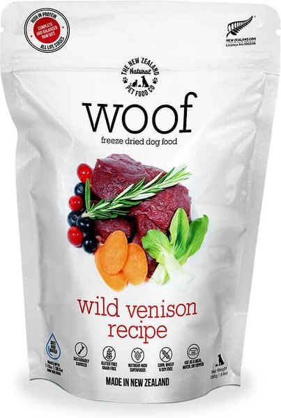 The New Zealand Natural Pet Food Co. Woof Wild Venison Recipe Grain-Free Freeze-Dried Dog Food, 9-oz bag slide 1 of 3