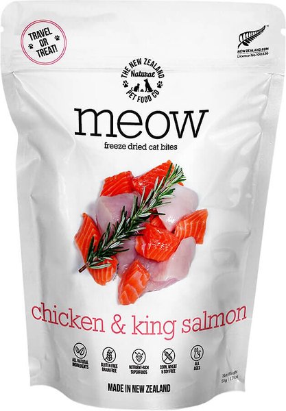 The New Zealand Natural Pet Food Co. Meow Chicken​ & King Salmon Grain-Free Freeze-Dried Cat Treats, 1.76-oz bag slide 1 of 3