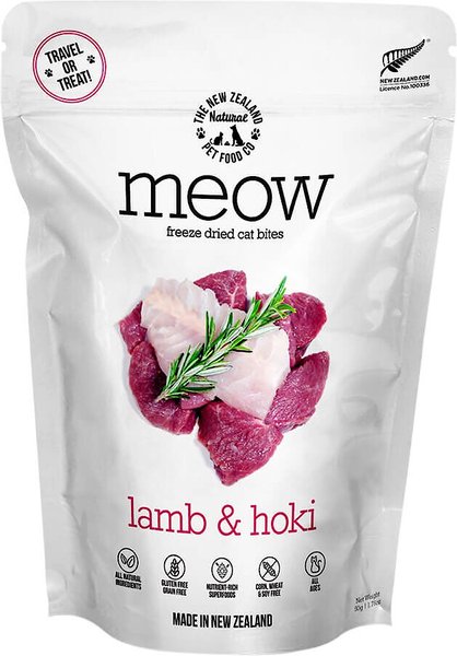 The New Zealand Natural Pet Food Co. Meow Lamb​ & Hoki Grain-Free Freeze-Dried Cat Treats, 1.76-oz bag slide 1 of 3