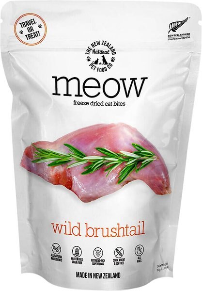 The New Zealand Natural Pet Food Co. Meow Wild Brushtail Grain-Free Freeze-Dried Cat Treats, 1.76-oz bag slide 1 of 3