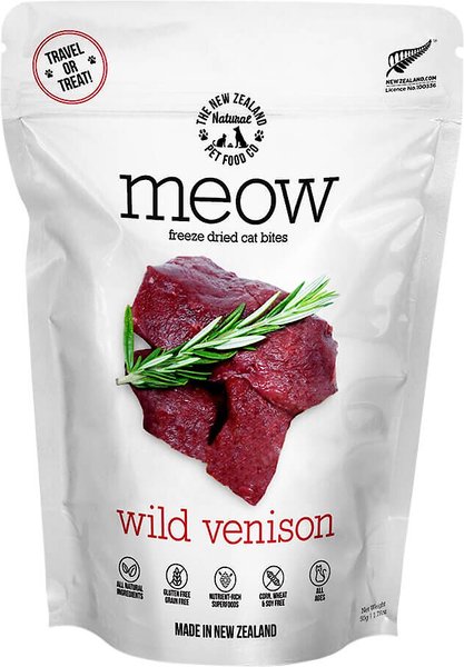 The New Zealand Natural Pet Food Co. Meow Wild Venison Grain-Free Freeze-Dried Cat Treats, 1.76-oz bag slide 1 of 3