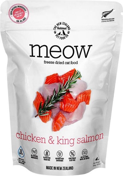 The New Zealand Natural Pet Food Co. Meow Chicken​ & King Salmon Grain-Free Freeze-Dried Cat Food, 9-oz bag slide 1 of 3