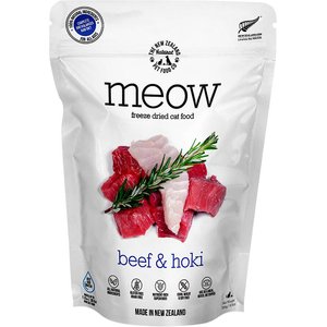 The New Zealand Natural Pet Food Co. Meow Beef & Hoki Grain-Free Freeze-Dried Cat Food, 9-oz bag
