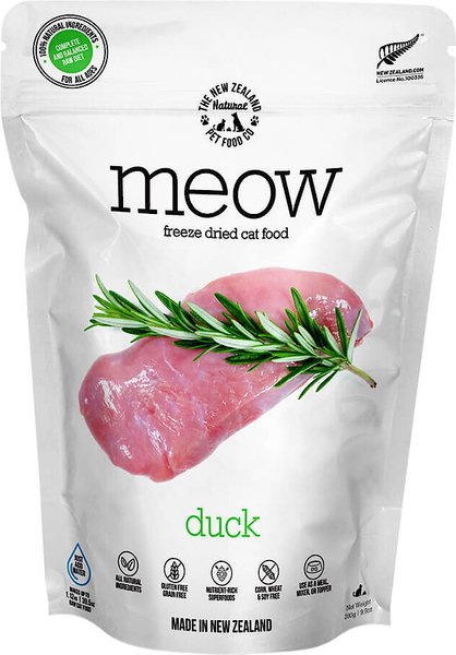 The New Zealand Natural Pet Food Co. Meow Duck Grain-Free Freeze-Dried Cat Food, 9-oz bag slide 1 of 3