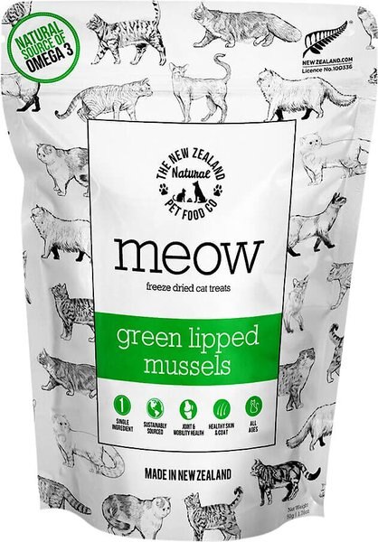 The New Zealand Natural Pet Food Co. Meow Green Lipped Mussels Freeze-Dried Cat Treat, 1.76-oz bag slide 1 of 4