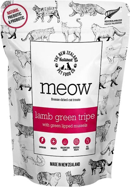The New Zealand Natural Pet Food Co. Meow Lamb Green Tripe With Green Lipped Mussel Freeze-Dried Cat Treat, 1.4-oz bag slide 1 of 4