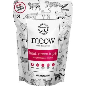 The New Zealand Natural Pet Food Co. Meow Lamb Green Tripe With Green Lipped Mussel Freeze-Dried Cat Treat, 1.4-oz bag