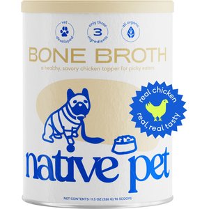 Native Pet Organic Chicken Bone Broth Powder Dog & Cat Food Topper, 11.5-oz pouch