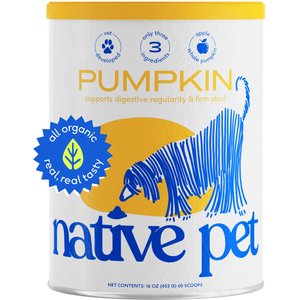 Native Pet Organic Pumpkin Fiber & Diarrhea Relief Powder Dog Supplement, 16-oz canister