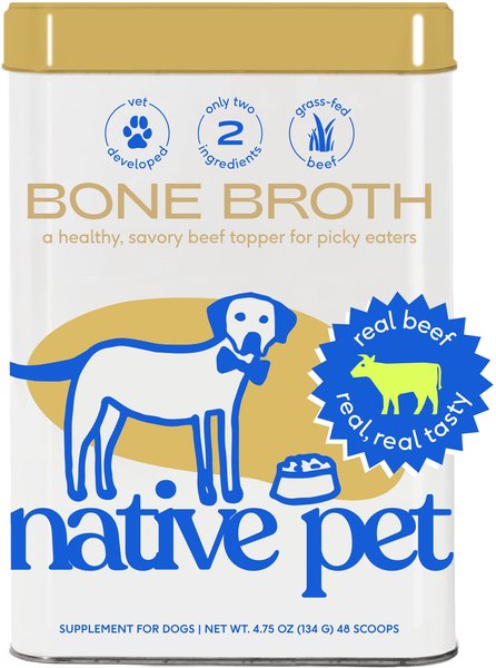 Native Pet Beef Bone Broth Powder Dog & Cat Food Topper, 4.75-oz pouch slide 1 of 2