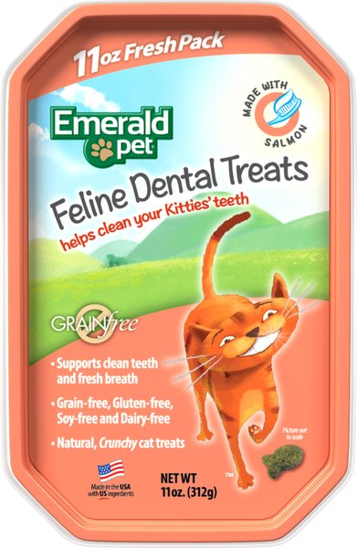 Emerald Pet Feline Dental Salmon Grain-Free Cat Treats, 11-oz bag slide 1 of 3