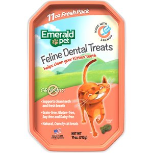 Emerald Pet Feline Dental Salmon Grain-Free Cat Treats, 11-oz bag