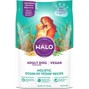 Halo Holistic Ocean Vegan Dog Food Plant-Based Recipe Adult Formula Dry Dog Food Bag, 4-lb bag