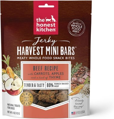 The Honest Kitchen Jerky Harvest Mini Bars Beef Recipe With Carrots & Apples Dog Treats, 4-oz bag, slide 1 of 1