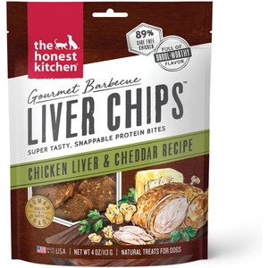 The Honest Kitchen Gourmet Barbecue Liver Chips Chicken Liver & Cheddar Recipe Dog Treats, 4-oz bag