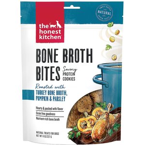 The Honest Kitchen Bone Broth Bites Roasted With Turkey Bone Broth, Pumpkin & Parsley Dog Treats, 8-oz bag