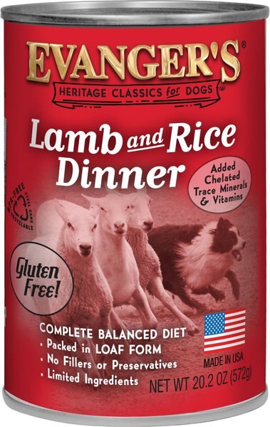 Evanger's Lamb & Rice Dinner Wet Dog Food, 20.2-oz can, case of 12 slide 1 of 2