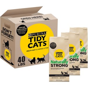 Tidy Cats Naturally Strong Unscented Clumping Clay Cat Litter, 13.3-lb bag, 3 Count