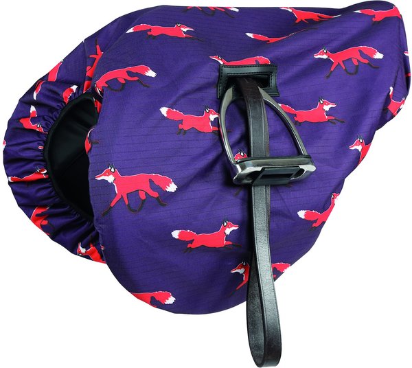 Shires Equestrian Products Waterproof Horse Saddle Cover, Plum Fox Print slide 1 of 1