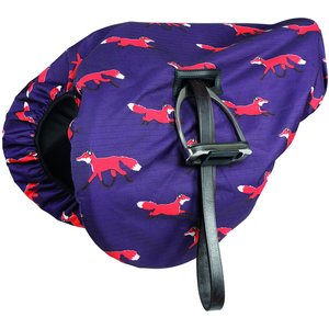 Shires Equestrian Products Waterproof Horse Saddle Cover, Plum Fox Print