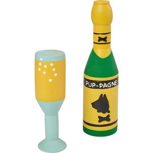 Frisco Champagne & Flute Latex Squeaky Dog Toy, 2 count